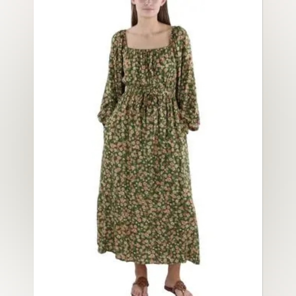 Lost + Wander Down to Earth Floral Dress Olive Floral SZ Large